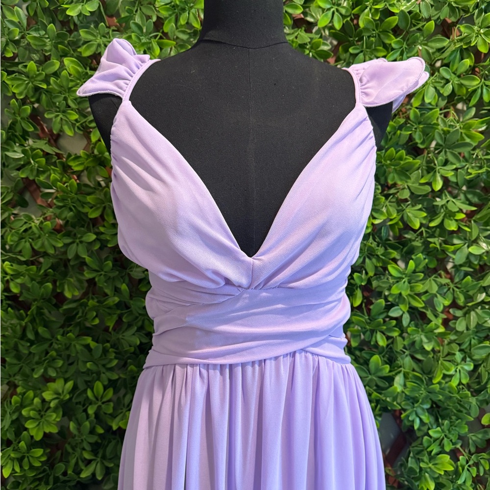 NWT- Soiree Celebration Purple Ruffled Lace-Up Dress - Picture 6 of 16